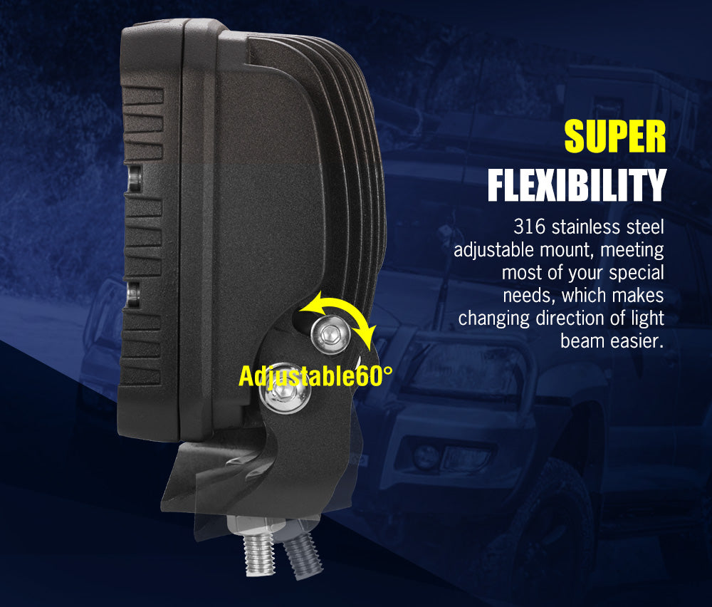 LIGHTFOX Pair 6inch LED Work Driving Light Pair Flood Beam Lamp Reverse Offroad 4x4