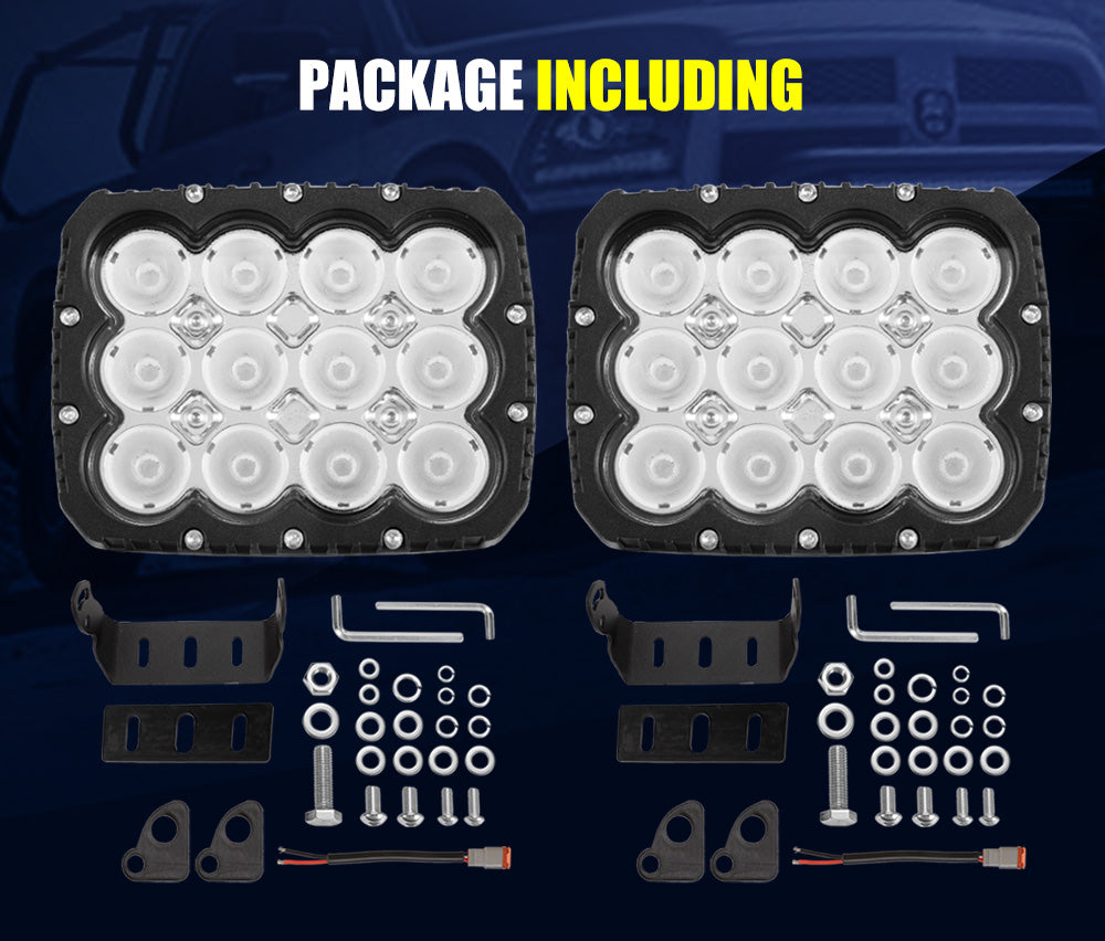 LIGHTFOX Pair 6inch LED Work Driving Light Pair Flood Beam Lamp Reverse Offroad 4x4