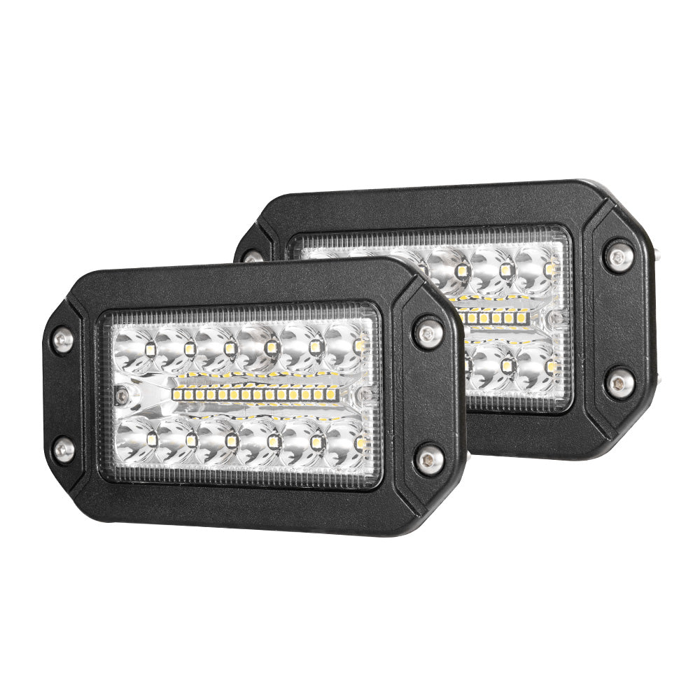 Pair 6inch Flush Mount LED Work Light Spot Flood Off-Road Driving Lights