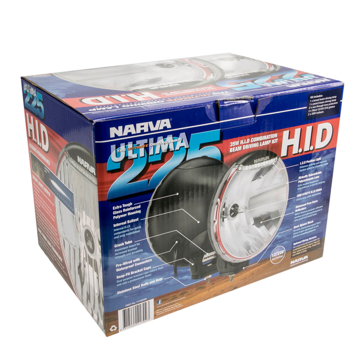 Narva Ultima Hid 225 Combo Spot & Spread Driving Lights Kit Lamps 71702Hid 35W