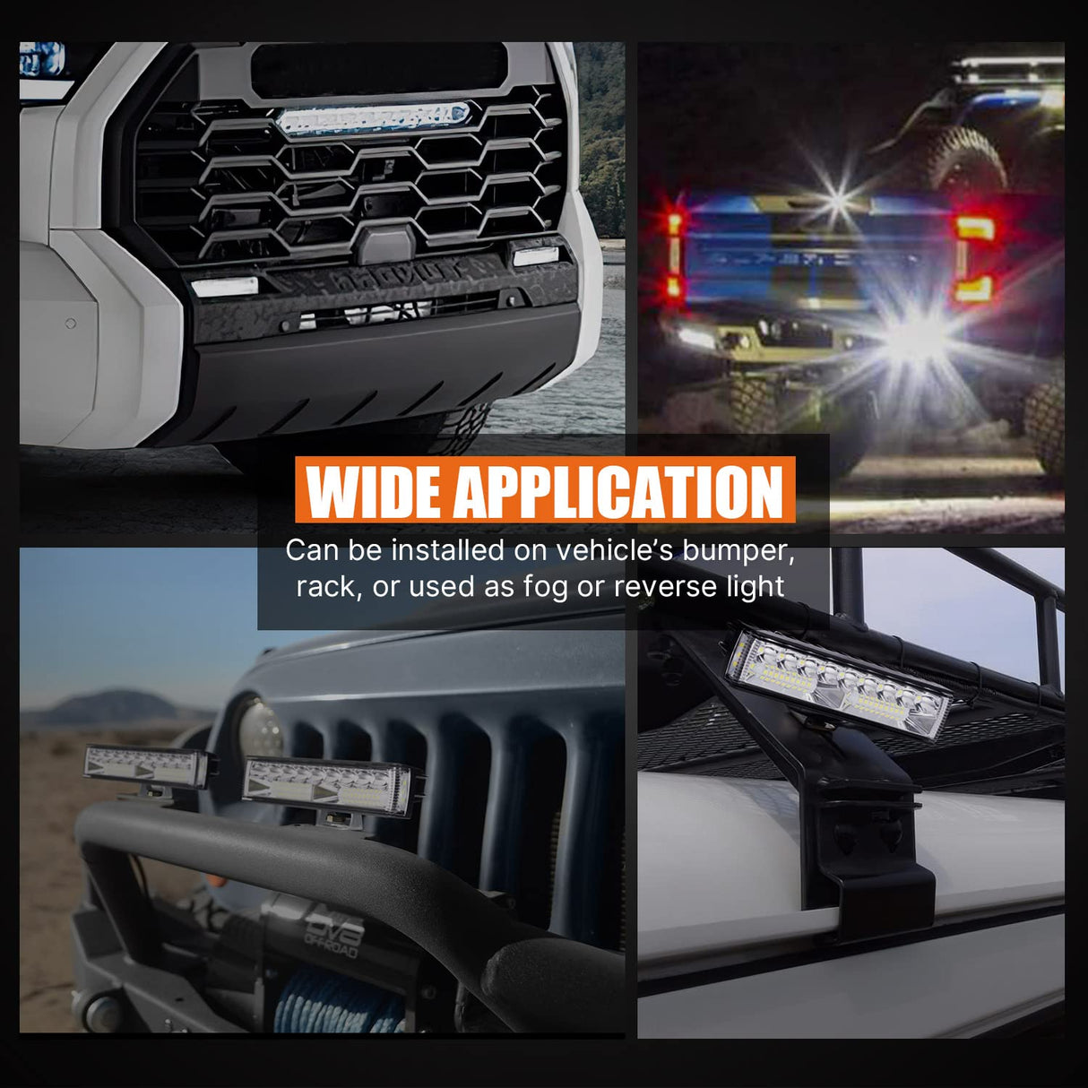 LIGHTFOX Pair 6inch Osram LED Light Pods Combo Beam Light Bar Reverse Offroad 4x4