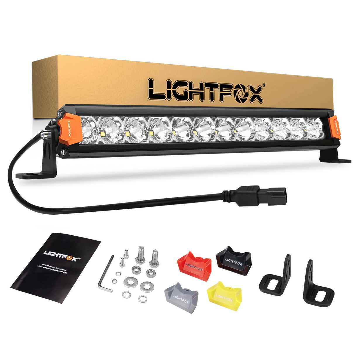 LIGHTFOX 14inch Osram LED Light Bar Super Slim Single Row Spot Flood Beam Offroad