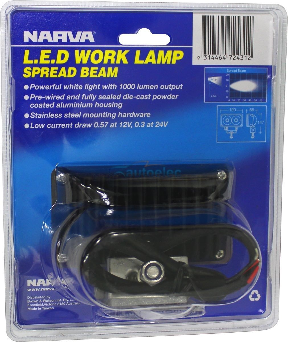 Narva Led Worklight Work Light Pencil Flood Beam 12 12V 24 24V New 72431