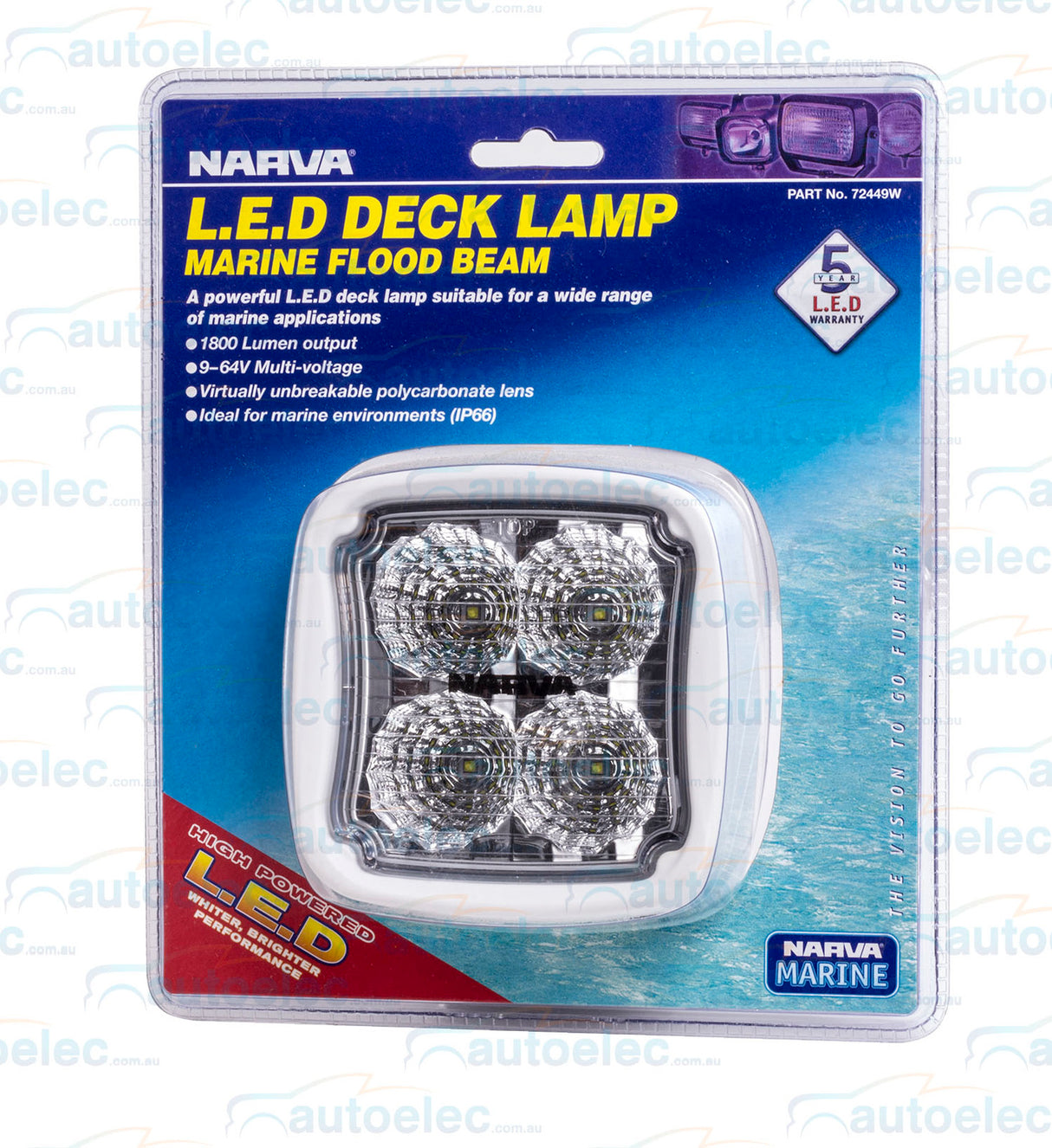 Narva Led Worklight Work Light Flood Beam 12V 12 24V 24 Volt White 72449W