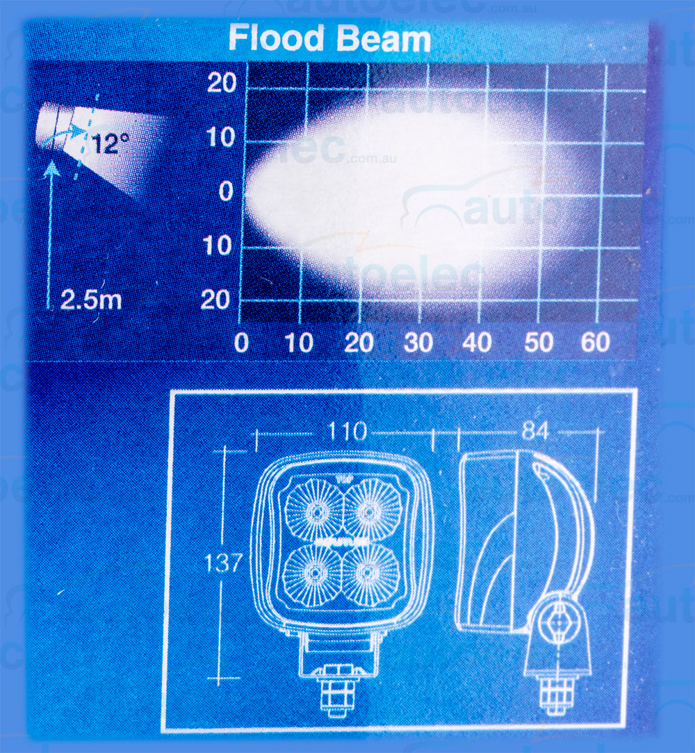 Narva Led Worklight Work Light Flood Beam 12V 12 24V 24 Volt White 72449W
