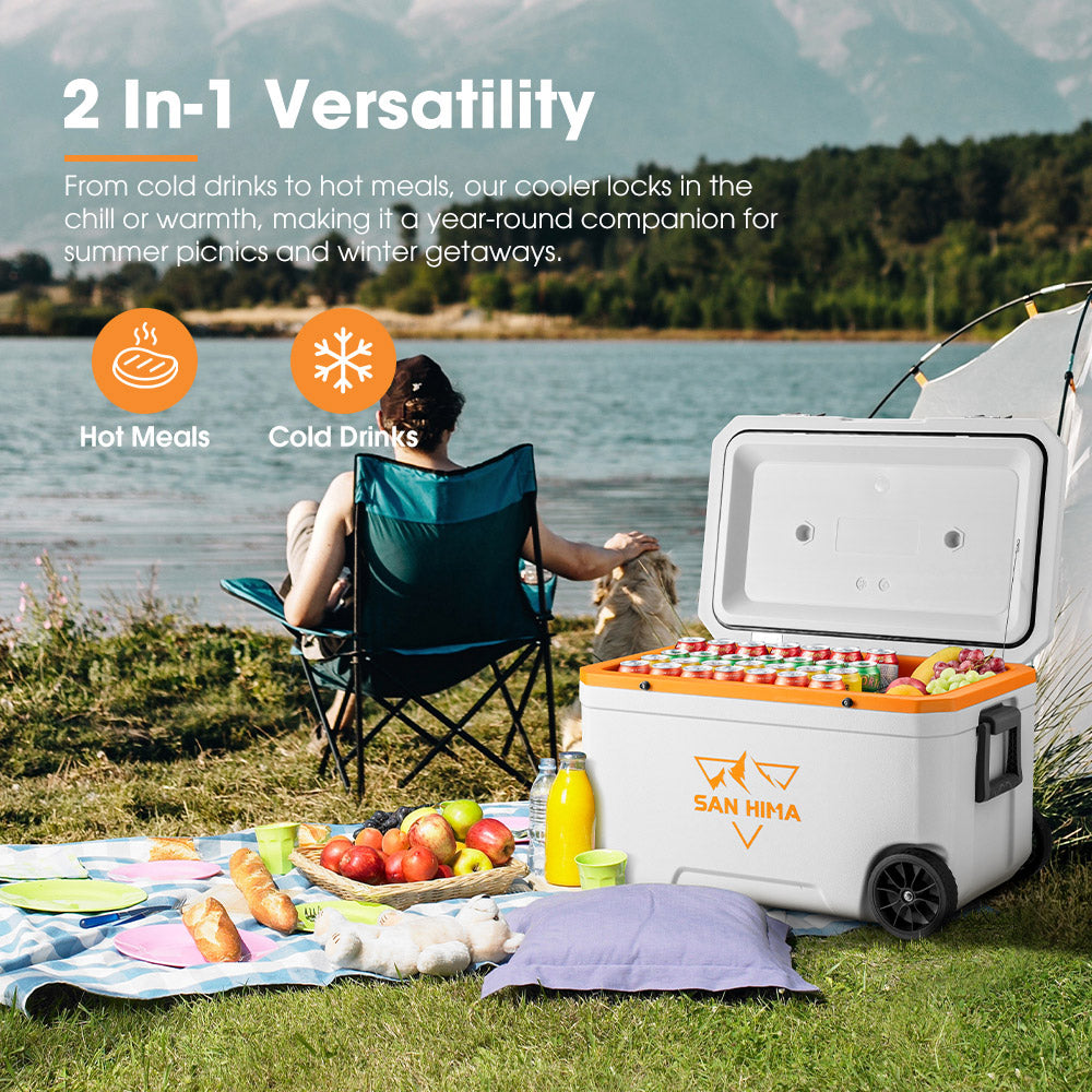 San Hima 75L Cooler Ice Box Portable Trolley For Camping Picnic Heat Retention