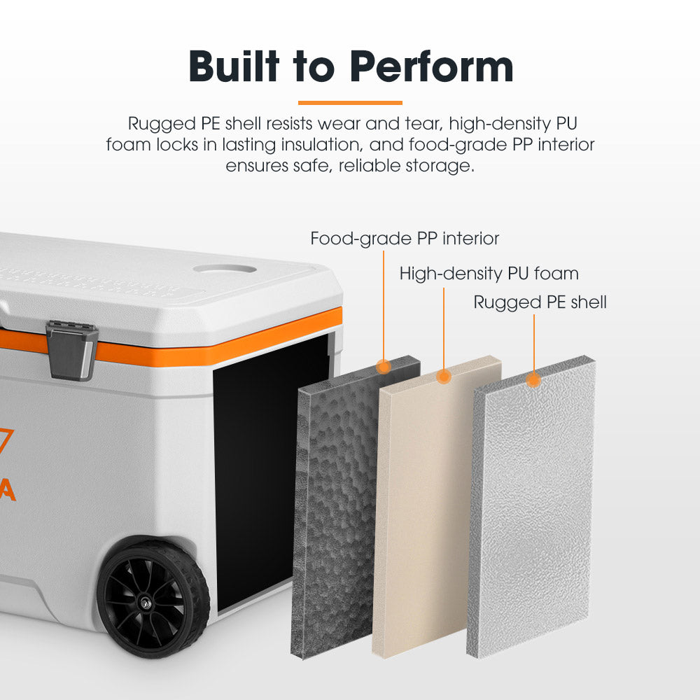 San Hima 75L Cooler Ice Box Portable Trolley For Camping Picnic Heat Retention