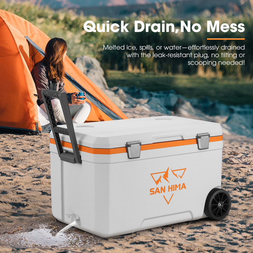 San Hima 75L Cooler Ice Box Portable Trolley For Camping Picnic Heat Retention