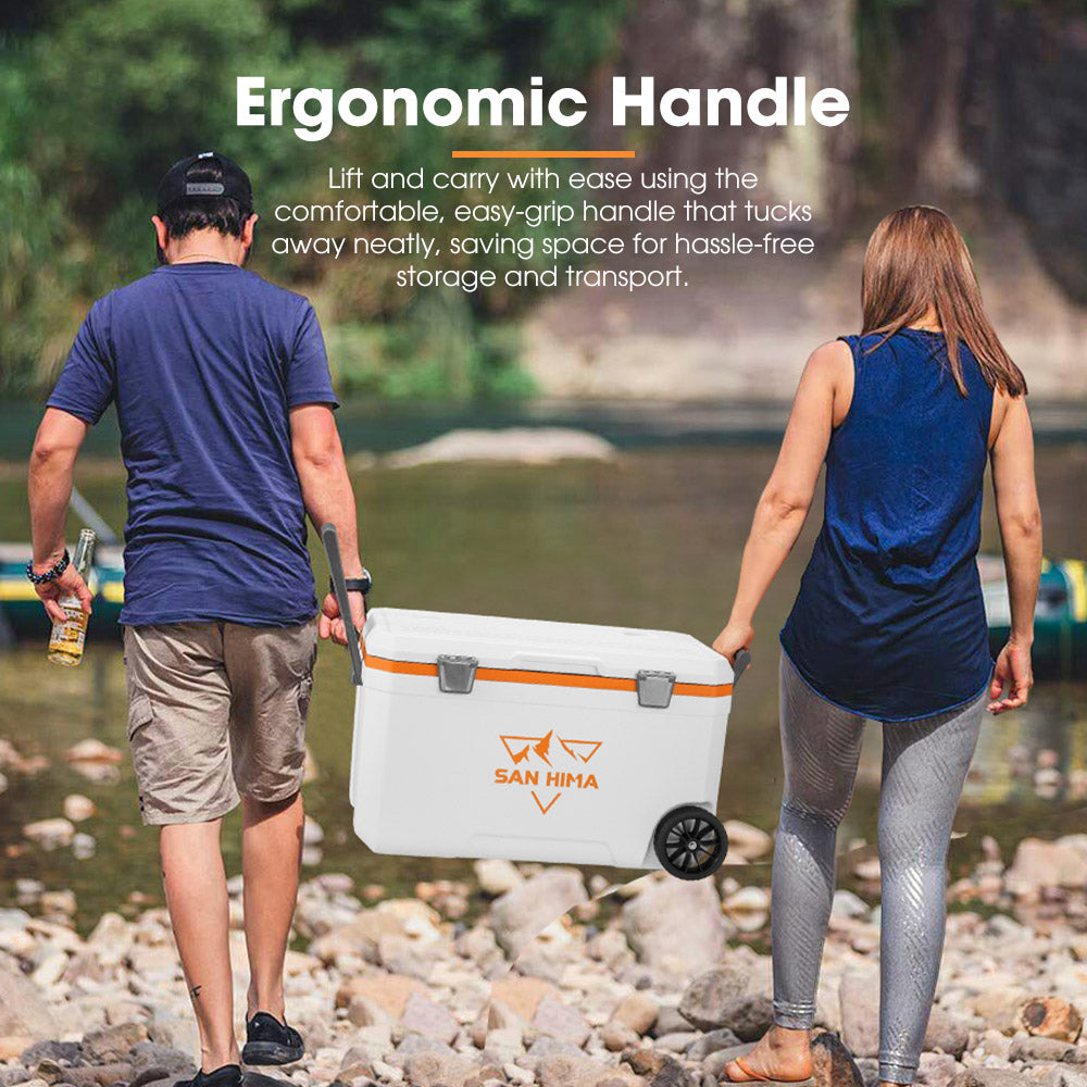 San Hima 75L Cooler Ice Box Portable Trolley For Camping Picnic Heat Retention