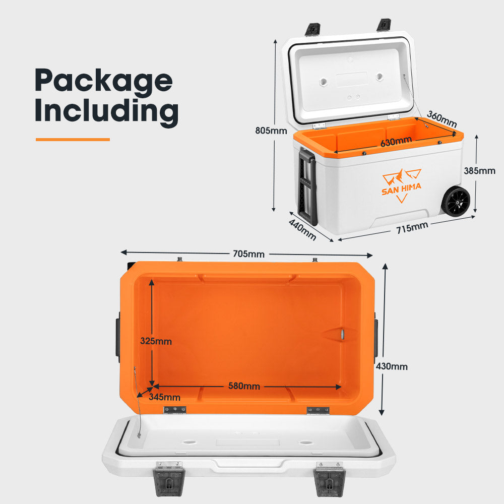 San Hima 75L Cooler Ice Box Portable Trolley For Camping Picnic Heat Retention