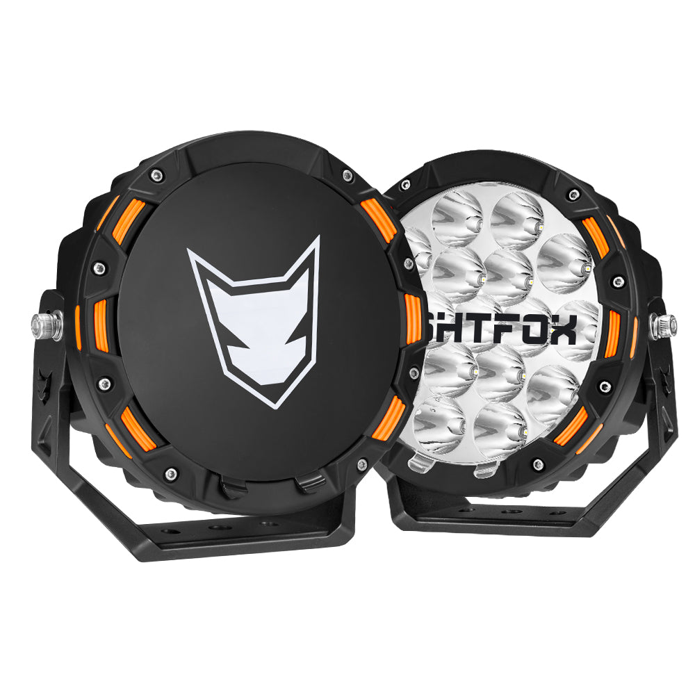 LIGHTFOX 7inch LED Driving Lights Round Spotlights Offroad Truck Headlights