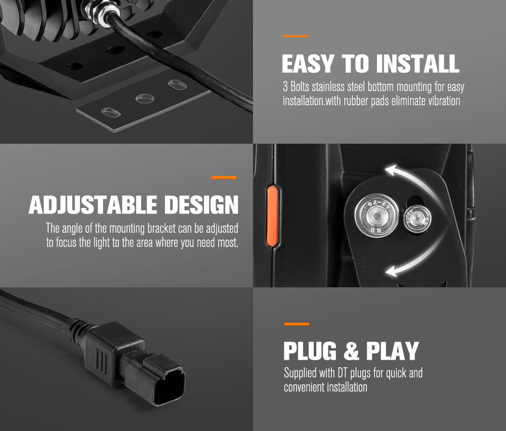 LIGHTFOX 7inch LED Driving Lights Round Spotlights Offroad Truck Headlights