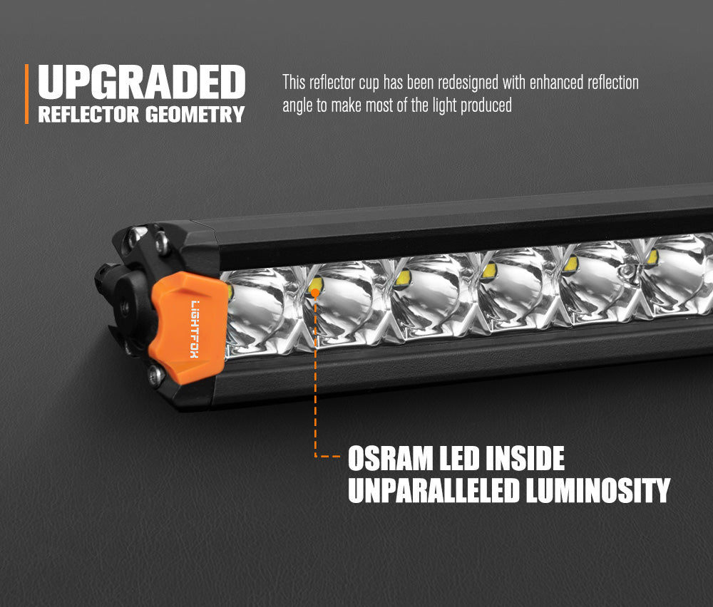 Lightfox 8" 14" 20" 28" 40" Osram LED Light Bar Single Row Flood Beam Offroad