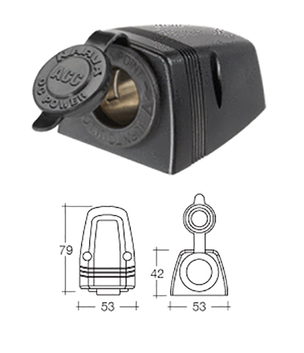 Narva Cigarette Lighter Socket Surface Mount 12V Dc Adapter Caravan 81025Bl Blk