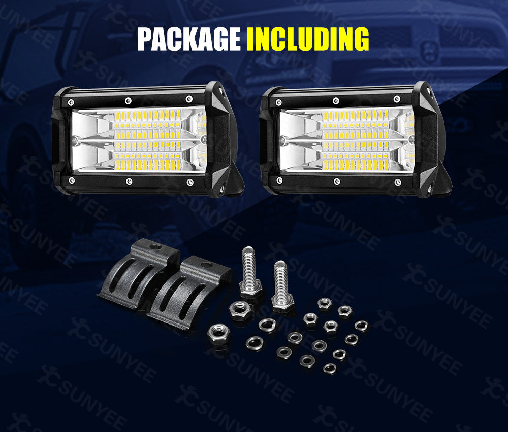 LIGHTFOX Pair 5inch LED Light Bar Pods Flood Driving TRUCK SUV OffRoad 4WD