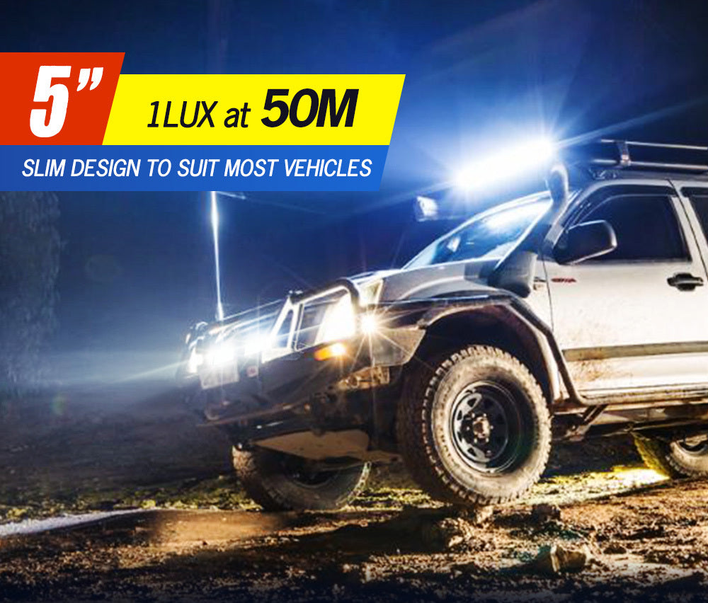 LIGHTFOX Pair 5inch LED Light Bar Pods Flood Driving TRUCK SUV OffRoad 4WD