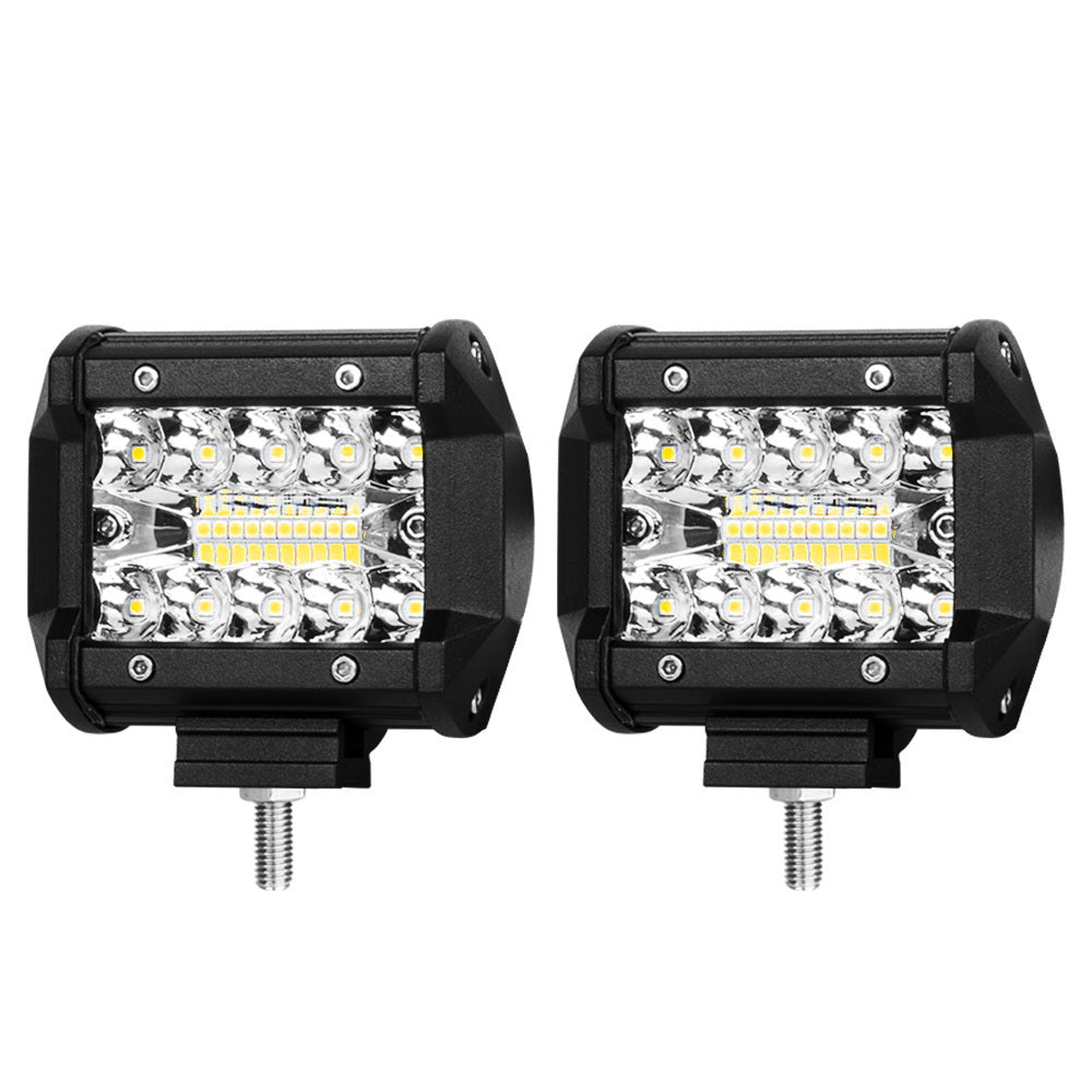 LIGHTFOX 2x 4inch LED Light Bar SPOT FLOOD 3Row Work Fog Lamp Offroad 4x4