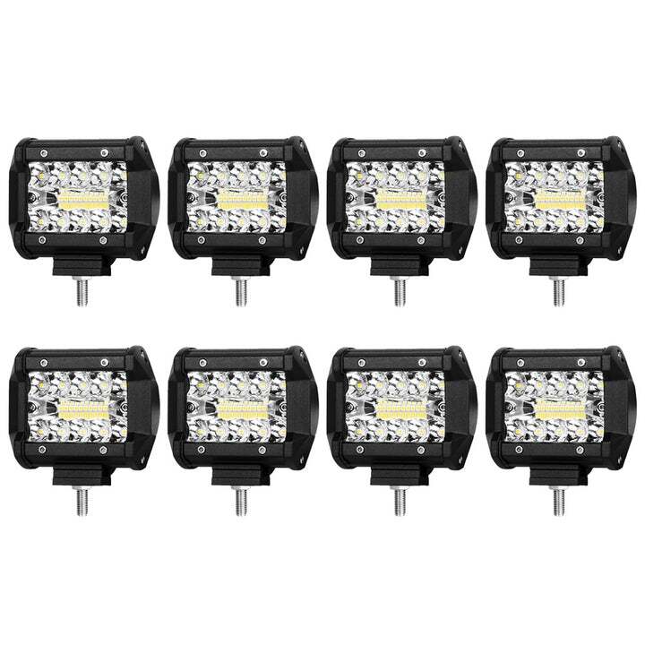 LIGHTFOX 8x 4inch LED Work Light Bar Spot Flood Work Fog Lamp Reverse Offroad 4WD