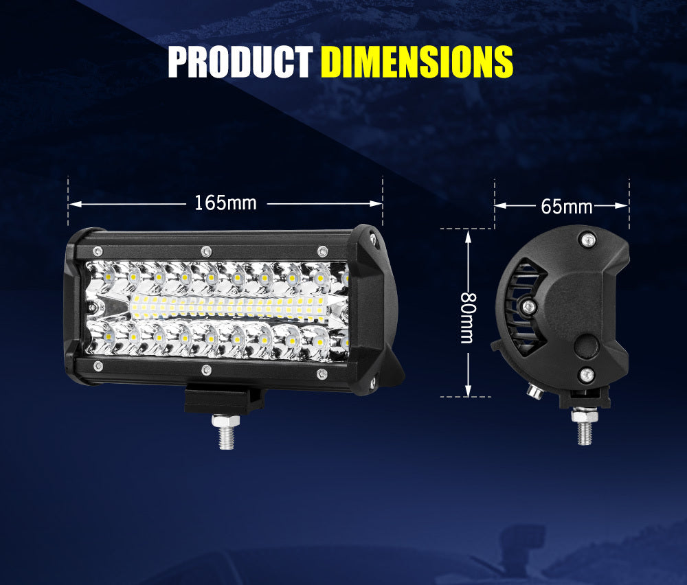 LIGHTFOX 2x 7inch LED Light Bar Spot Flood Combo Work Driving Lights OffRoad 4WD 6"