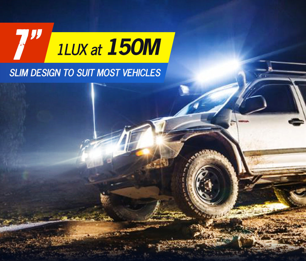 LIGHTFOX 2x 7inch LED Light Bar Spot Flood Combo Work Driving Lights OffRoad 4WD 6"