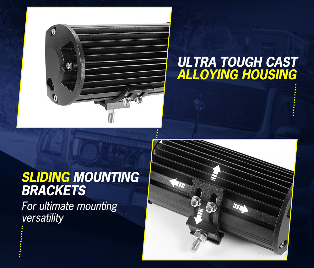 LIGHTFOX 2x 7inch LED Light Bar Spot Flood Combo Work Driving Lights OffRoad 4WD 6"