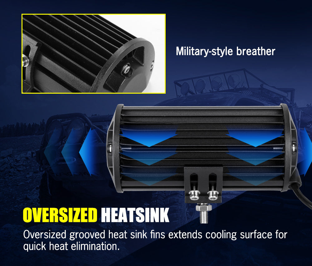 LIGHTFOX 2x 7inch LED Light Bar Spot Flood Combo Work Driving Lights OffRoad 4WD 6"