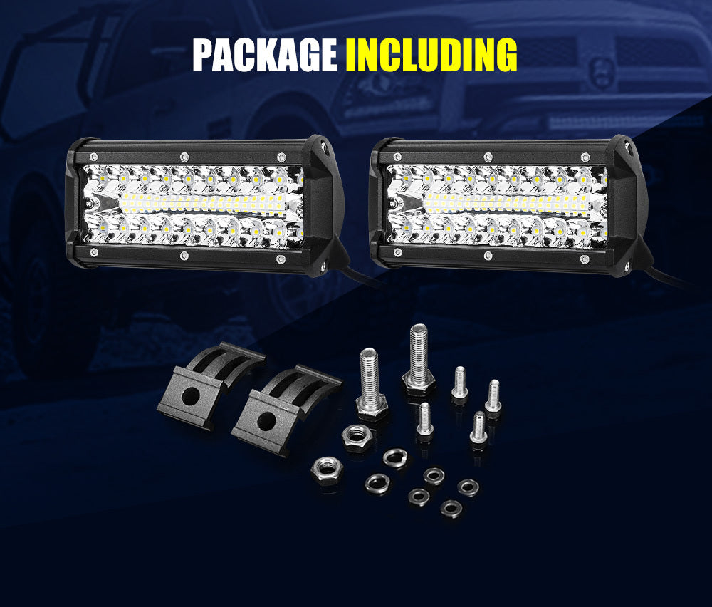 LIGHTFOX 2x 7inch LED Light Bar Spot Flood Combo Work Driving Lights OffRoad 4WD 6"