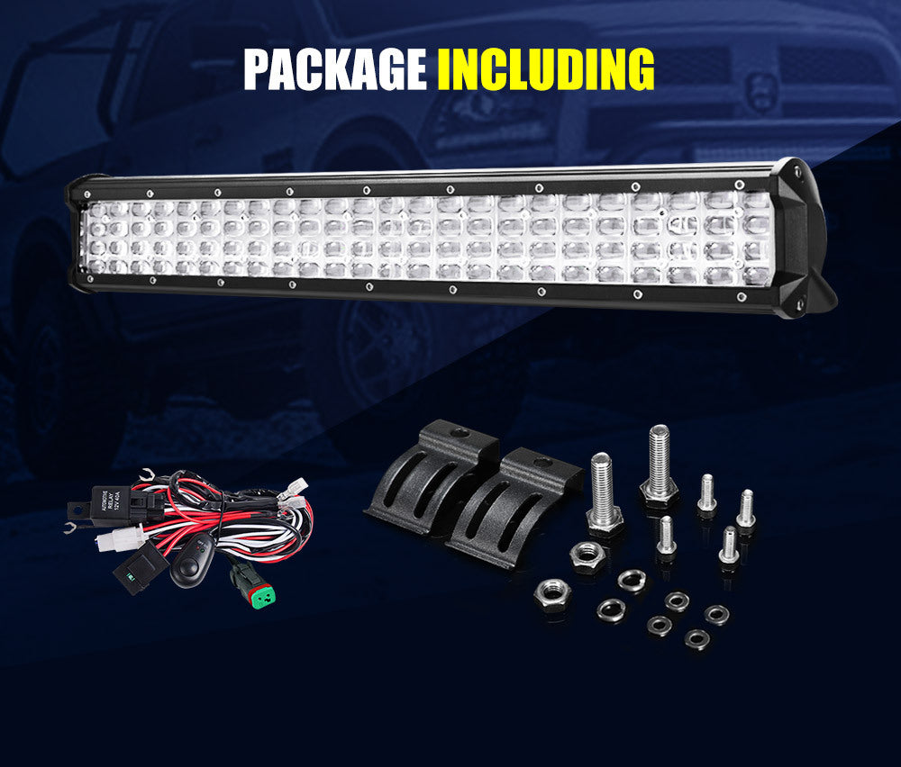 LIGHTFOX 20inch LED Work Light Bar Quad Row Driving Lamp Offroad 4WD Truck 22/23"