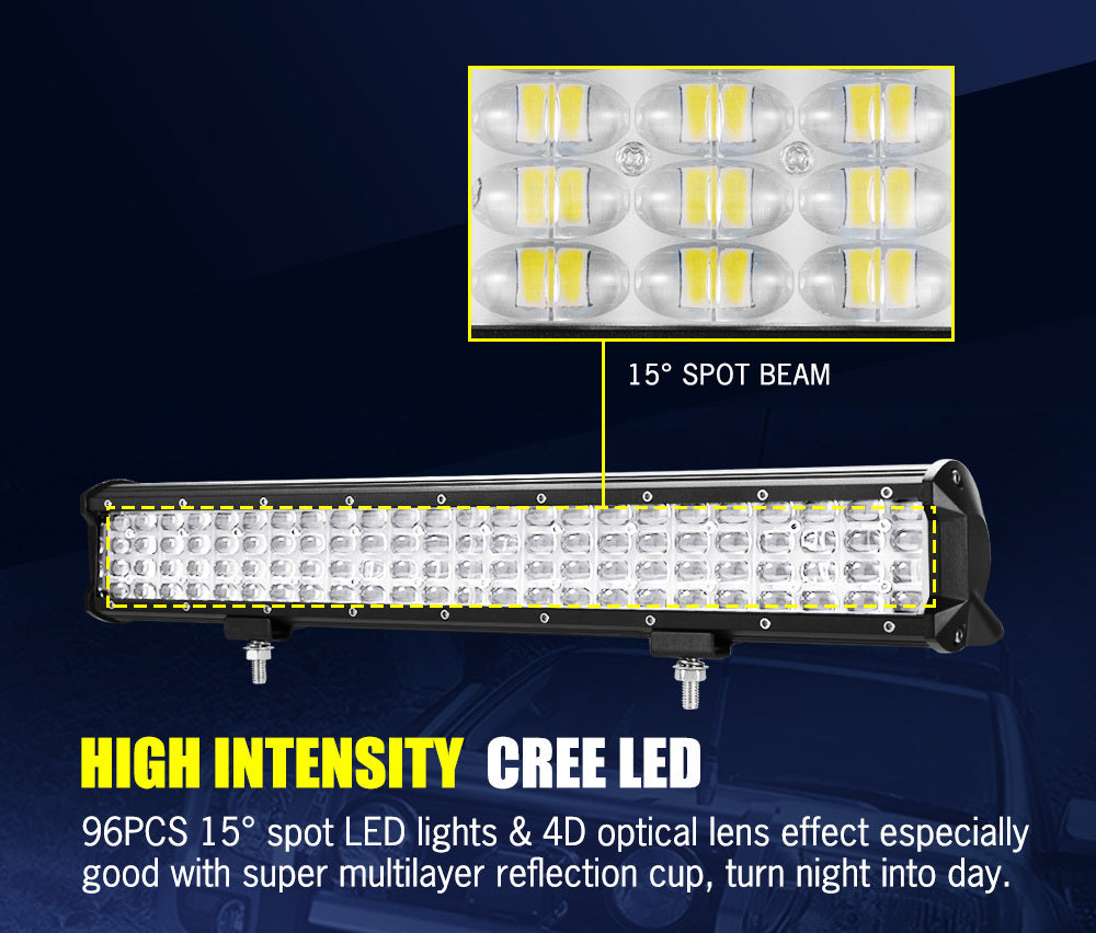 LIGHTFOX 20inch LED Work Light Bar Quad Row Driving Lamp Offroad 4WD Truck 22/23"