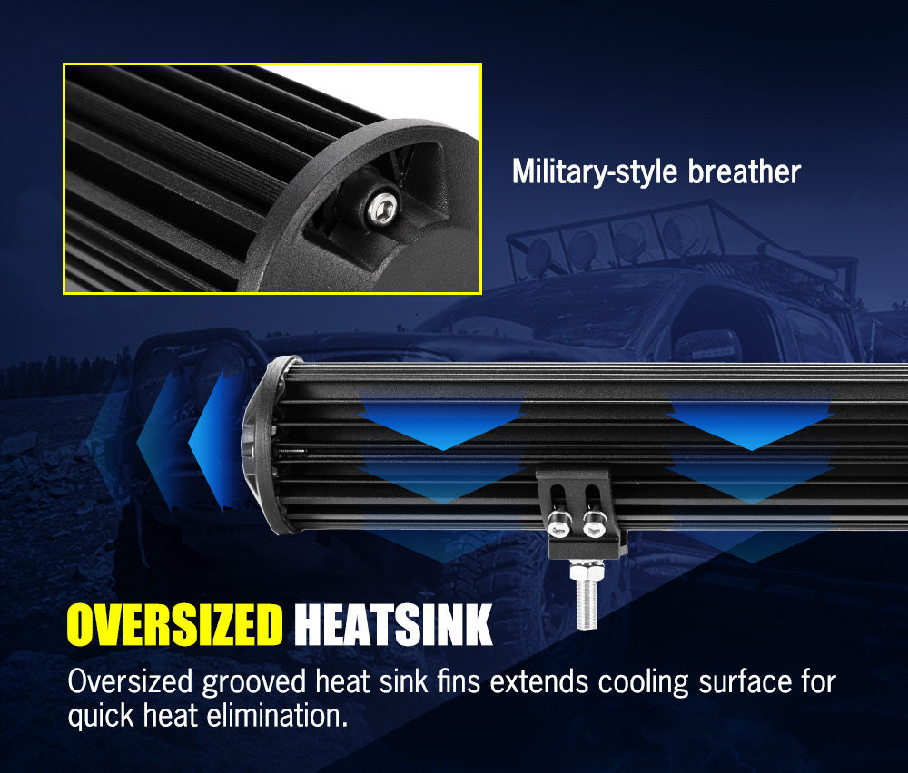 LIGHTFOX 20inch LED Light Bar Slim Dual Row Flood Spot Combo Beam 4X4 Offroad