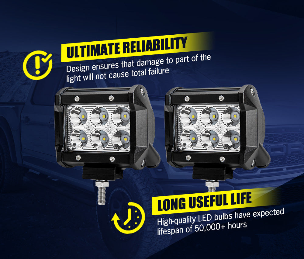 2 x 4inch LED Work Light Reverse Spot Beam Driving Light Offroad 4x4