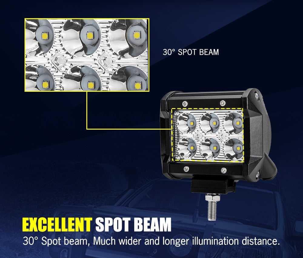 2 x 4inch LED Work Light Reverse Spot Beam Driving Light Offroad 4x4