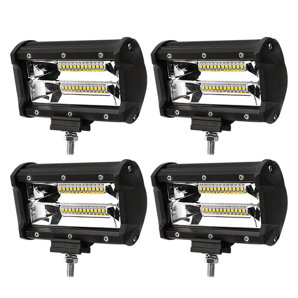 LIGHTFOX 4x 5inch LED Light Bar Pods Flood 6000k Driving ATV TRUCK SUV