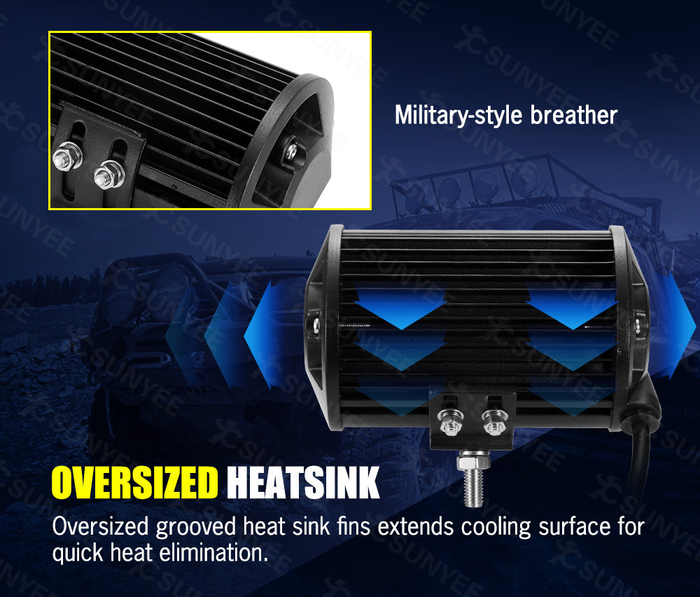 LIGHTFOX 8x 5inch LED Light Bar Flood Beam Reverse Work Lamp Offroad Driving 4x4