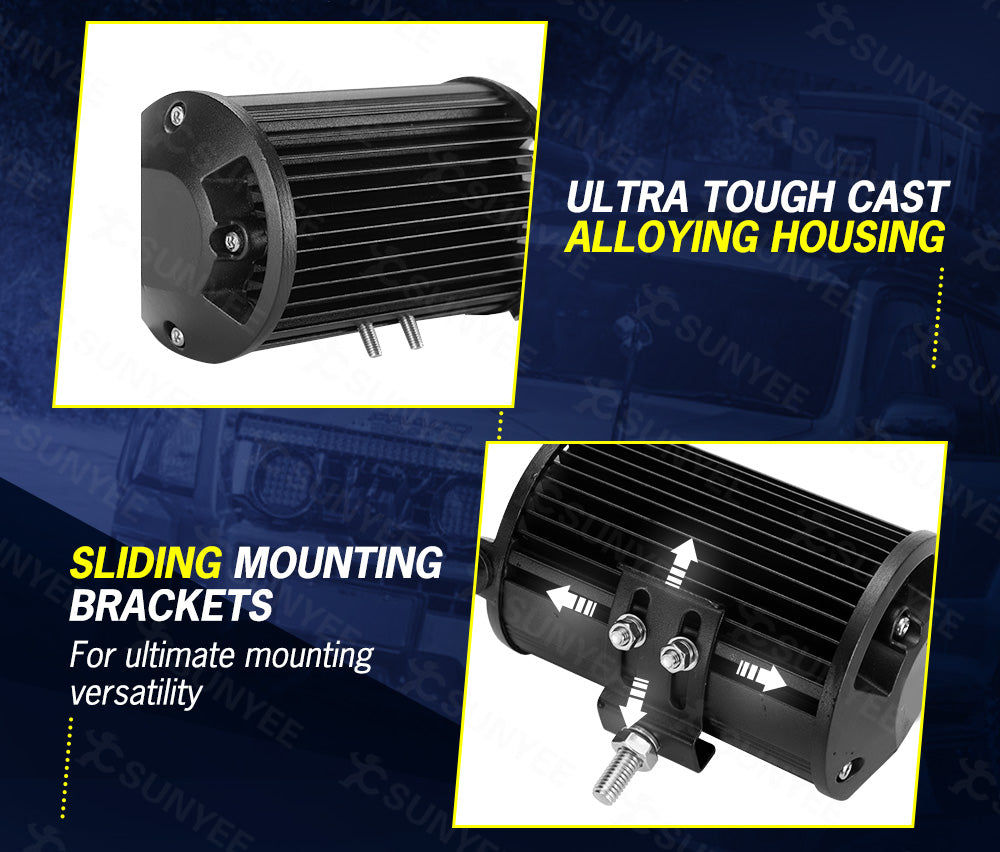 LIGHTFOX 4x 5inch LED Light Bar Pods Flood 6000k Driving ATV TRUCK SUV