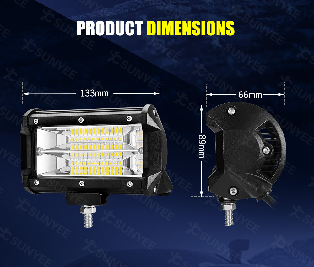 LIGHTFOX 4x 5inch LED Light Bar Pods Flood 6000k Driving ATV TRUCK SUV