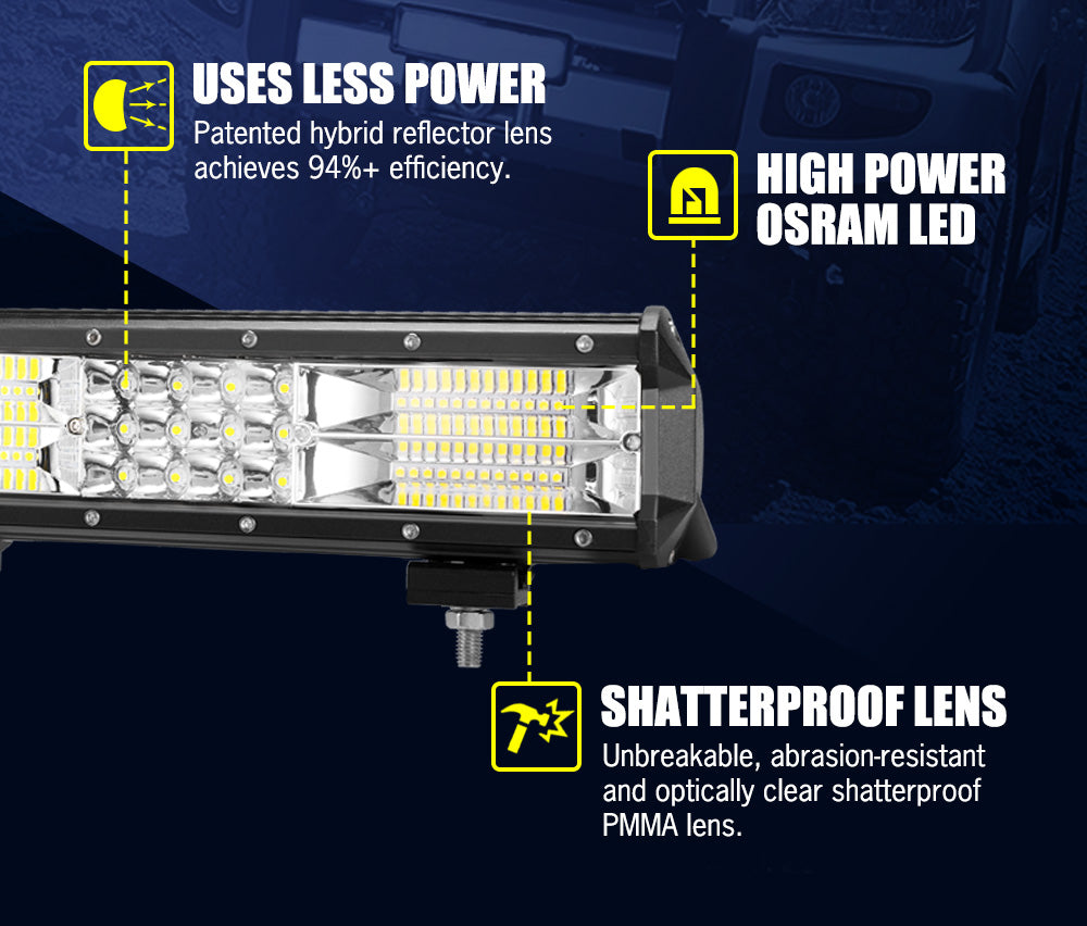 LIGHTFOX 12inch LED Light Bar Spot Flood Driving Offroad Lamp for Truck ATV 4x4