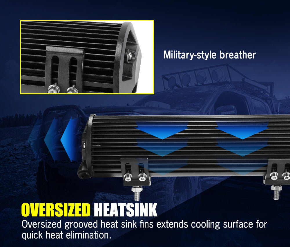 LIGHTFOX 12inch LED Light Bar Spot Flood Driving Offroad Lamp for Truck ATV 4x4