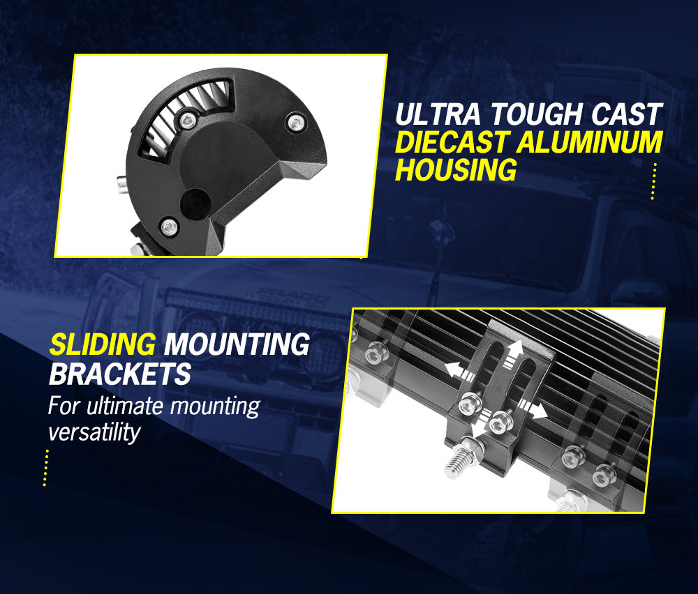 LIGHTFOX 12inch LED Light Bar Spot Flood Driving Offroad Lamp for Truck ATV 4x4