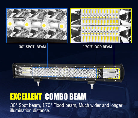 Lightfox LED Light Bar 7" 12" 20" 23" 26" 28" Flood Spot Combo 50" Curved 12V