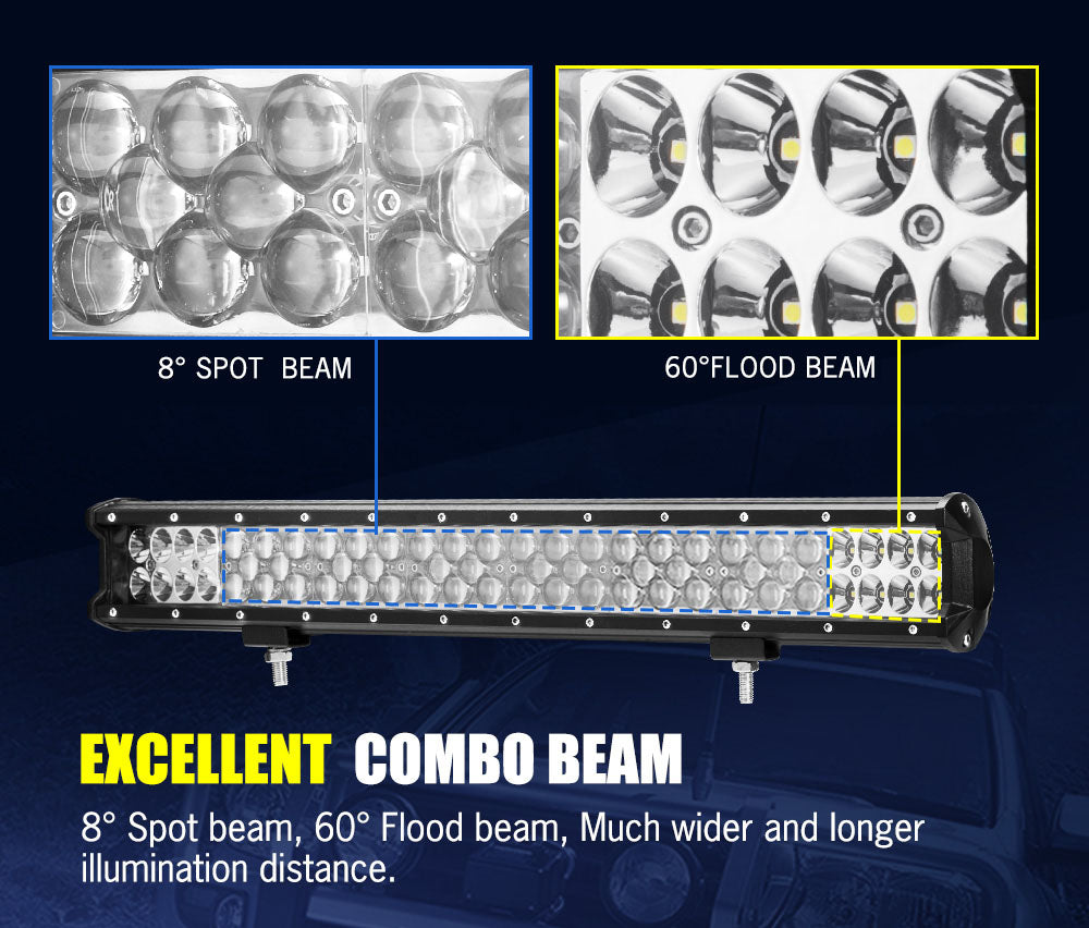 LIGHTFOX 23inch Philips LED Light Bar Spot Flood W/ Plate Frame Offroad Driving Work 4x4