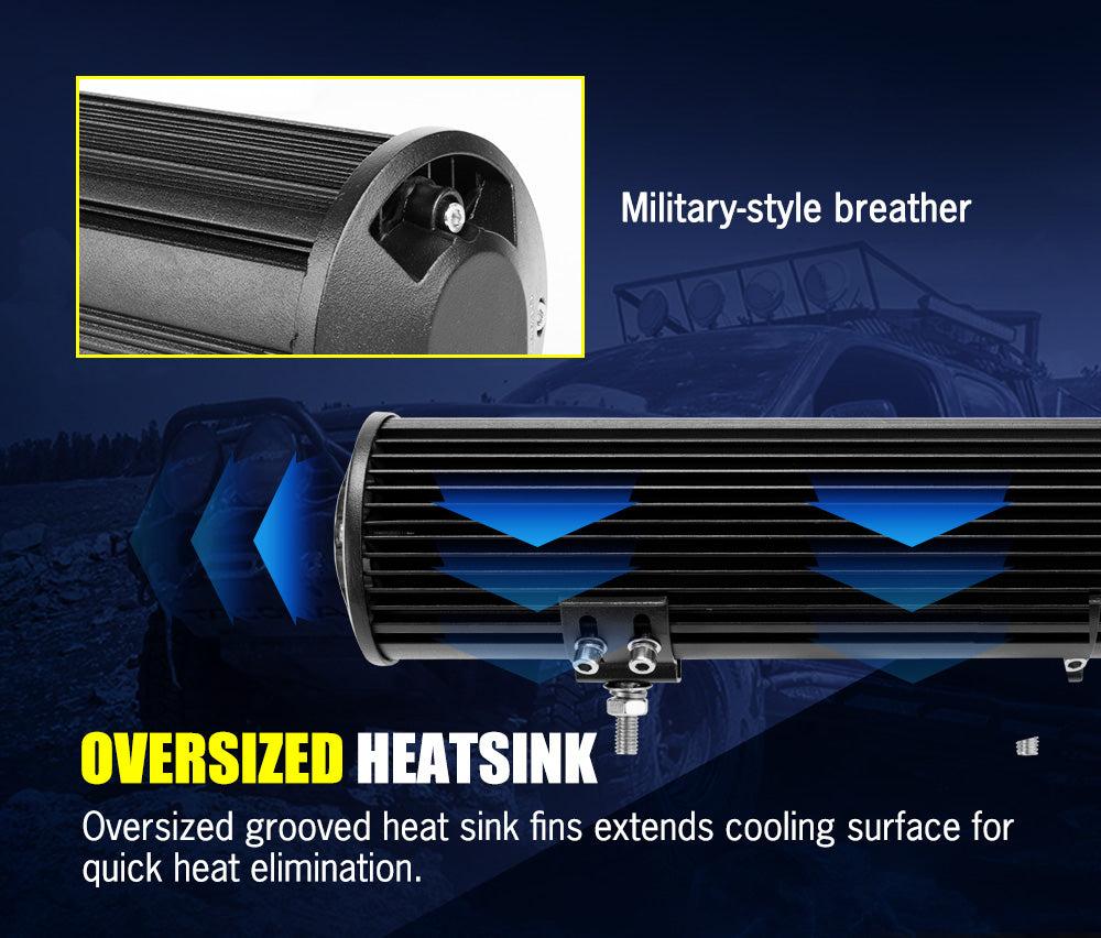 LIGHTFOX 23inch Philips LED Light Bar Spot Flood W/ Plate Frame Offroad Driving Work 4x4