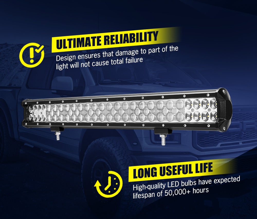 LIGHTFOX 23inch Philips LED Light Bar Spot Flood W/ Plate Frame Offroad Driving Work 4x4