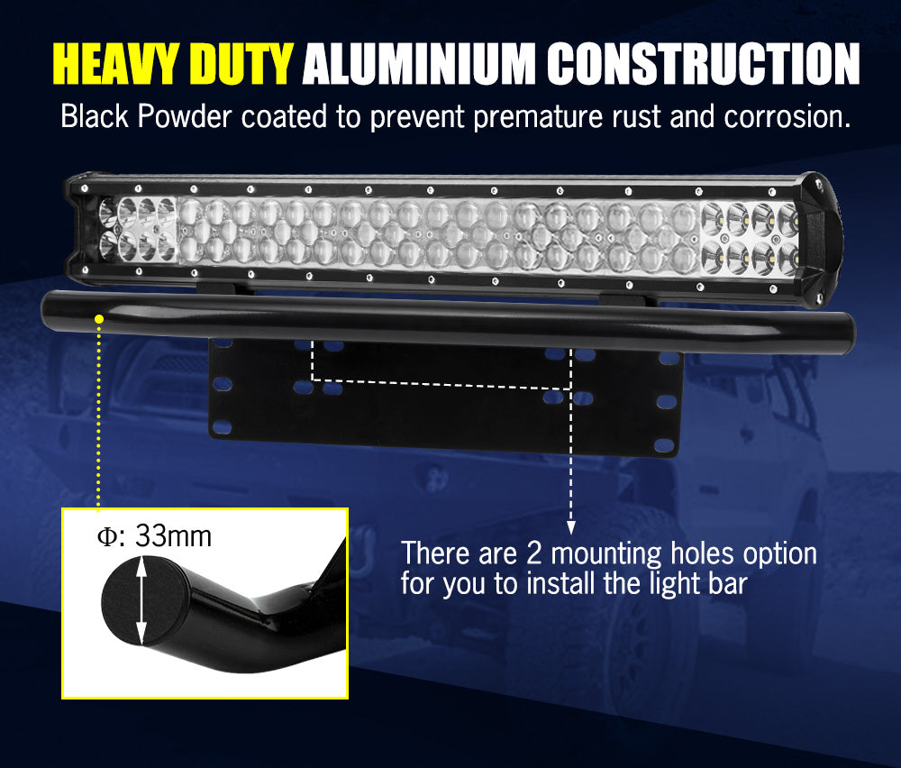 LIGHTFOX 23inch Philips LED Light Bar Spot Flood W/ Plate Frame Offroad Driving Work 4x4