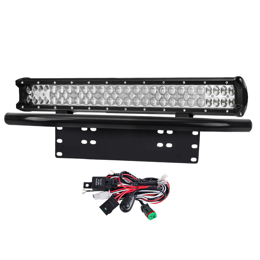 LIGHTFOX 23inch Philips LED Light Bar Spot Flood W/ Plate Frame Offroad Driving Work 4x4