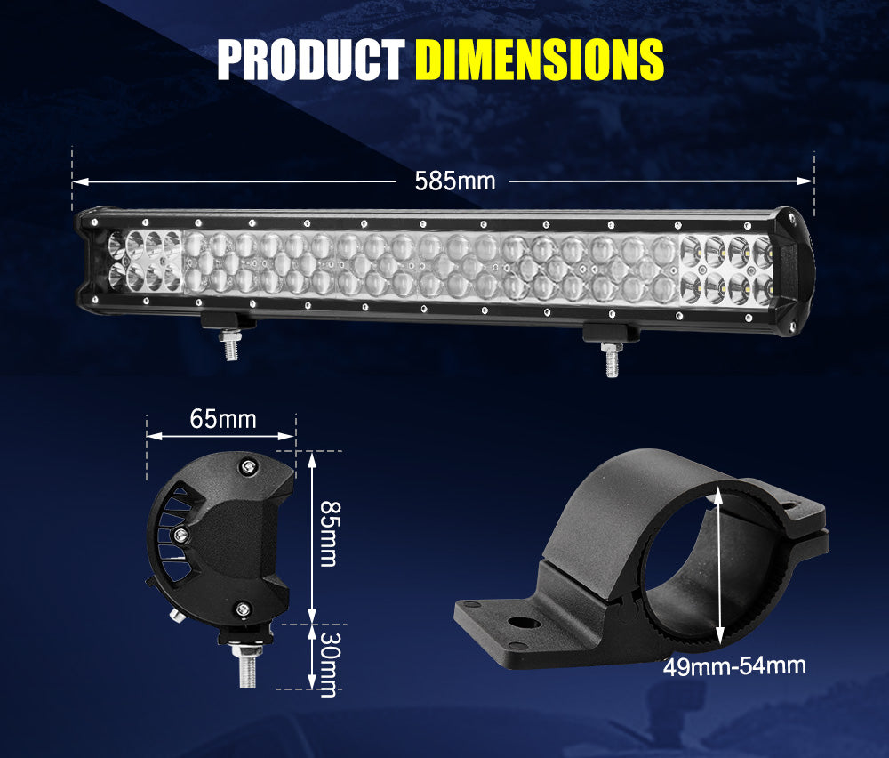 LIGHTFOX 23inch Philips LED Light Bar Spot Flood Driving w/ Bullbar Mounting Bracket