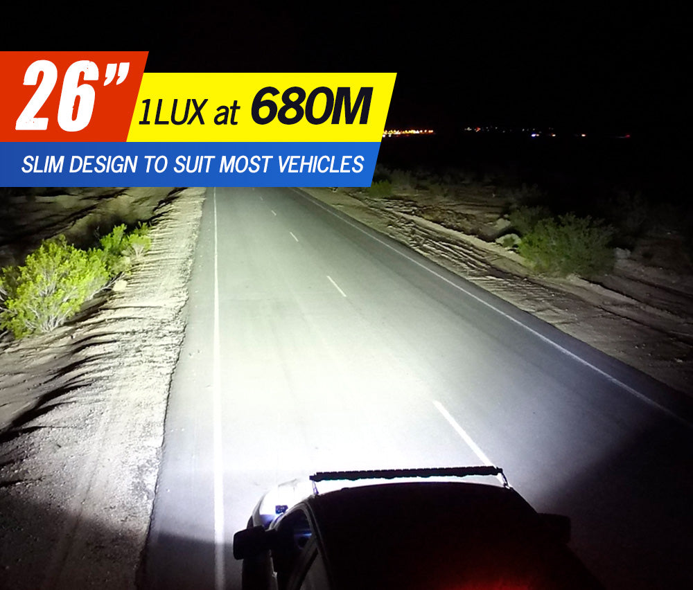 LIGHTFOX 26inch Philips LED Light Bar Spot Flood Driving Light w/ Bullbar Mounting Bracket