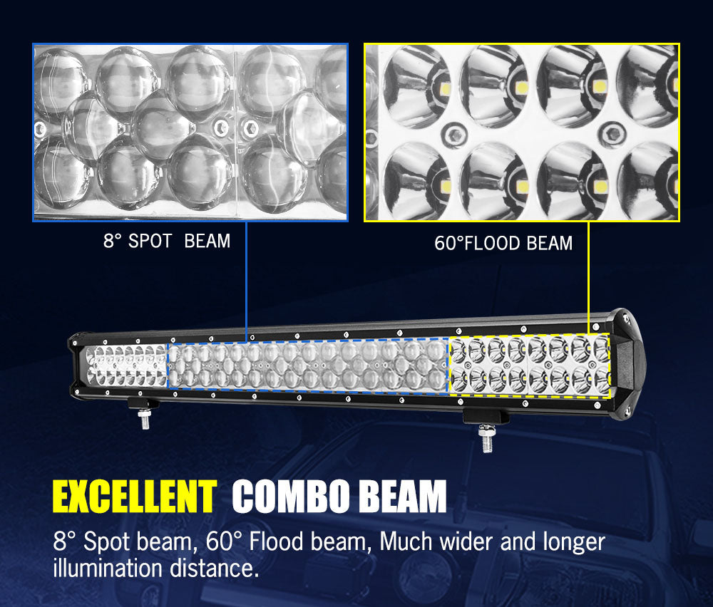 LIGHTFOX 26inch Philips LED Light Bar Spot Flood Driving Light w/ Bullbar Mounting Bracket