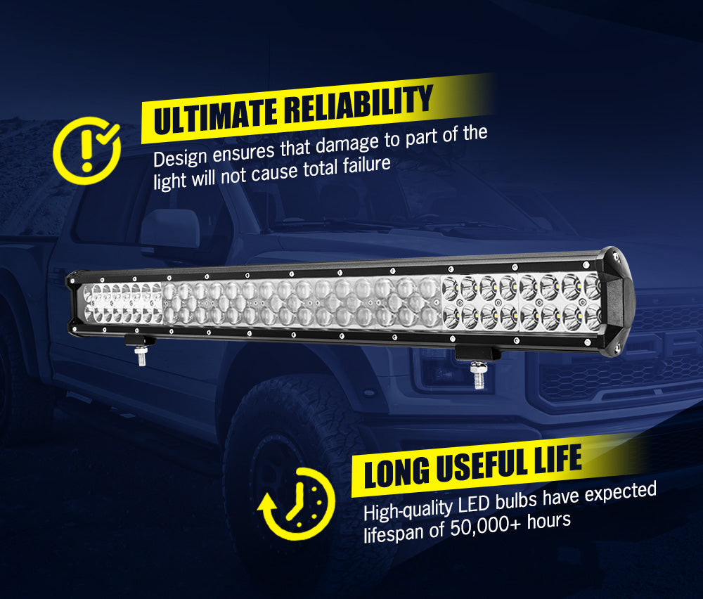 LIGHTFOX 26inch Philips LED Light Bar Spot Flood Driving Light w/ Bullbar Mounting Bracket