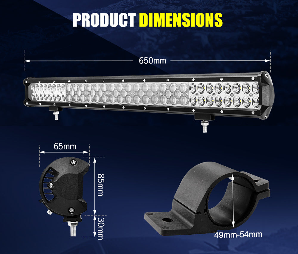 LIGHTFOX 26inch Philips LED Light Bar Spot Flood Driving Light w/ Bullbar Mounting Bracket